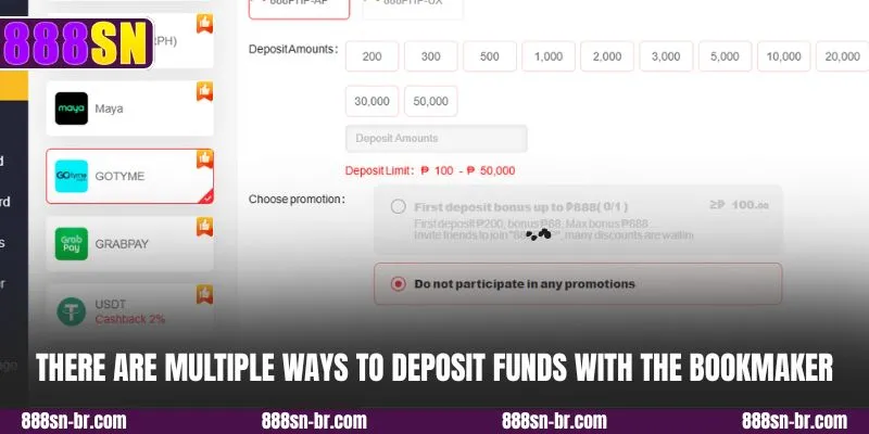 There are multiple ways to deposit funds with the bookmaker